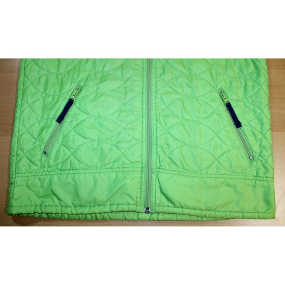 LL BEAN Jacket Unisex Kids sz Large 14-16 Lime Green Quilted Fleece Pockets - Picture 2 of 12